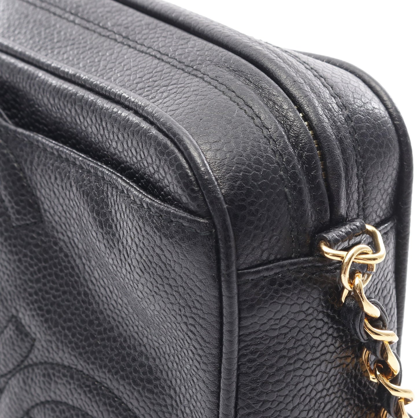 トリプルココマーク チェーンショルダーバッグ キャビアスキン ブラック ゴールド金具 シャネル バッグ CHANEL