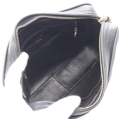 トリプルココマーク チェーンショルダーバッグ キャビアスキン ブラック ゴールド金具 シャネル バッグ CHANEL