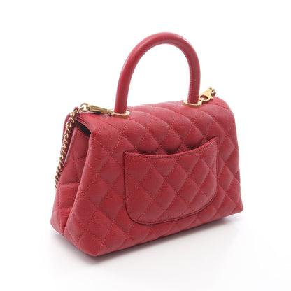 ココハンドル フラップ マトラッセ ハンドバッグ キャビアスキン レッド ゴールド金具 2WAY シャネル バッグ CHANEL