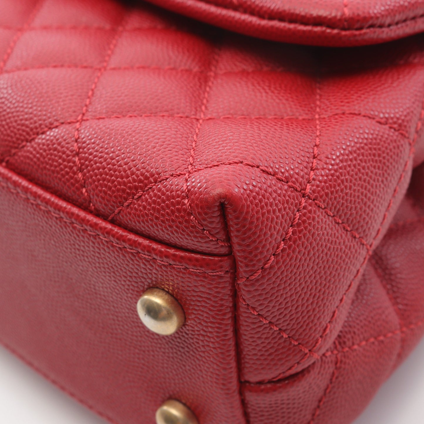 ココハンドル フラップ マトラッセ ハンドバッグ キャビアスキン レッド ゴールド金具 2WAY シャネル バッグ CHANEL
