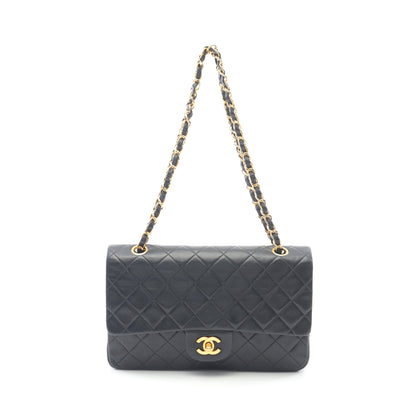 マトラッセ Wフラップ Wチェーンショルダーバッグ ラムスキン ブラック ゴールド金具 ヴィンテージ シャネル バッグ CHANEL