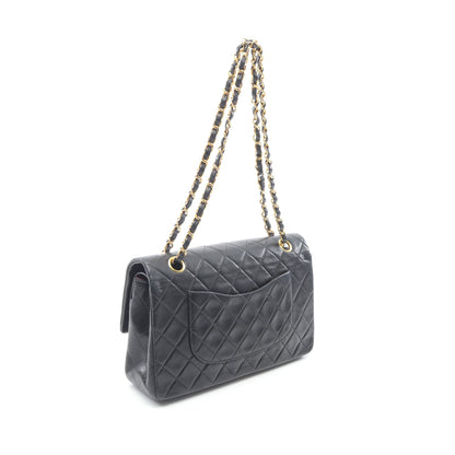 マトラッセ Wフラップ Wチェーンショルダーバッグ ラムスキン ブラック ゴールド金具 ヴィンテージ シャネル バッグ CHANEL