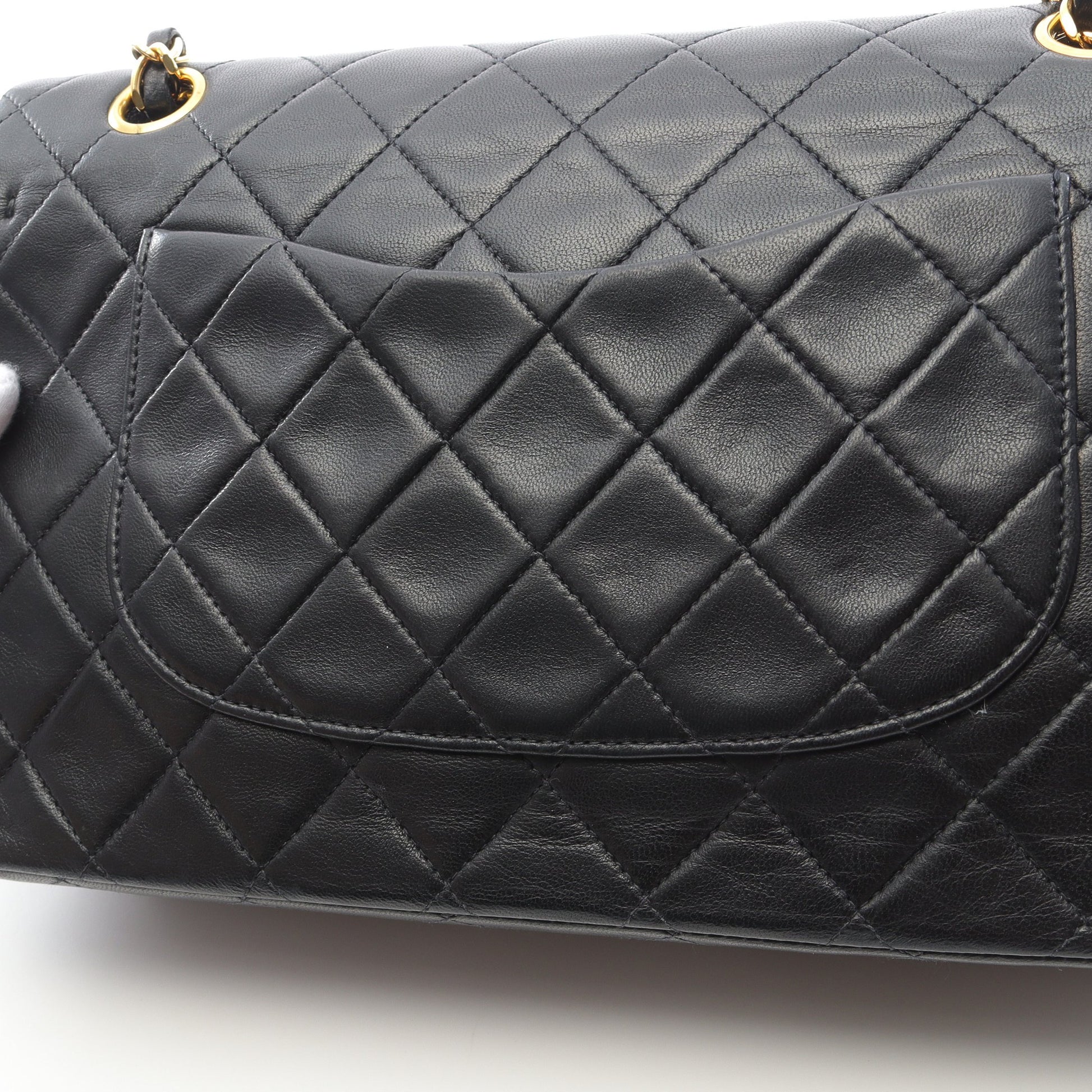 マトラッセ Wフラップ Wチェーンショルダーバッグ ラムスキン ブラック ゴールド金具 ヴィンテージ シャネル バッグ CHANEL
