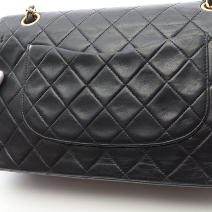 マトラッセ Wフラップ Wチェーンショルダーバッグ ラムスキン ブラック ゴールド金具 ヴィンテージ シャネル バッグ CHANEL
