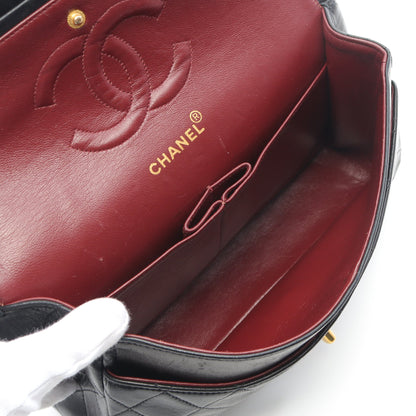 マトラッセ Wフラップ Wチェーンショルダーバッグ ラムスキン ブラック ゴールド金具 ヴィンテージ シャネル バッグ CHANEL