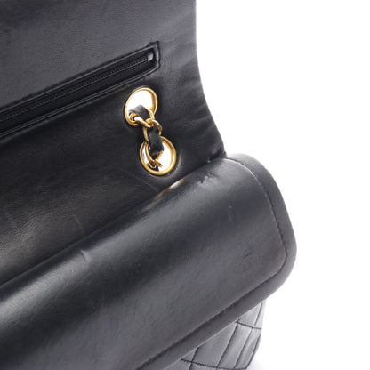 マトラッセ Wフラップ Wチェーンショルダーバッグ ラムスキン ブラック ゴールド金具 ヴィンテージ シャネル バッグ CHANEL