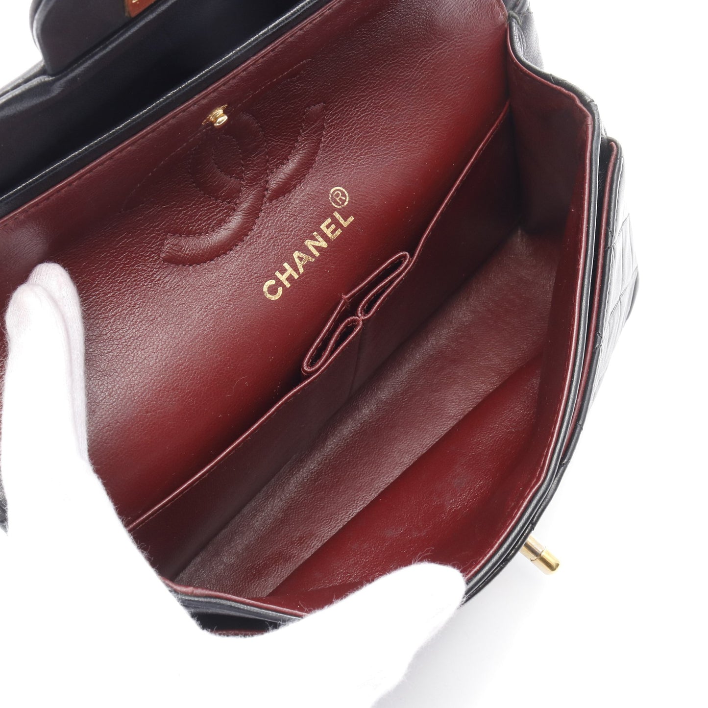 マトラッセ Wフラップ Wチェーンショルダーバッグ ラムスキン ブラック ゴールド金具 ヴィンテージ シャネル バッグ CHANEL