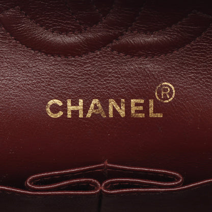 マトラッセ Wフラップ Wチェーンショルダーバッグ ラムスキン ブラック ゴールド金具 ヴィンテージ シャネル バッグ CHANEL