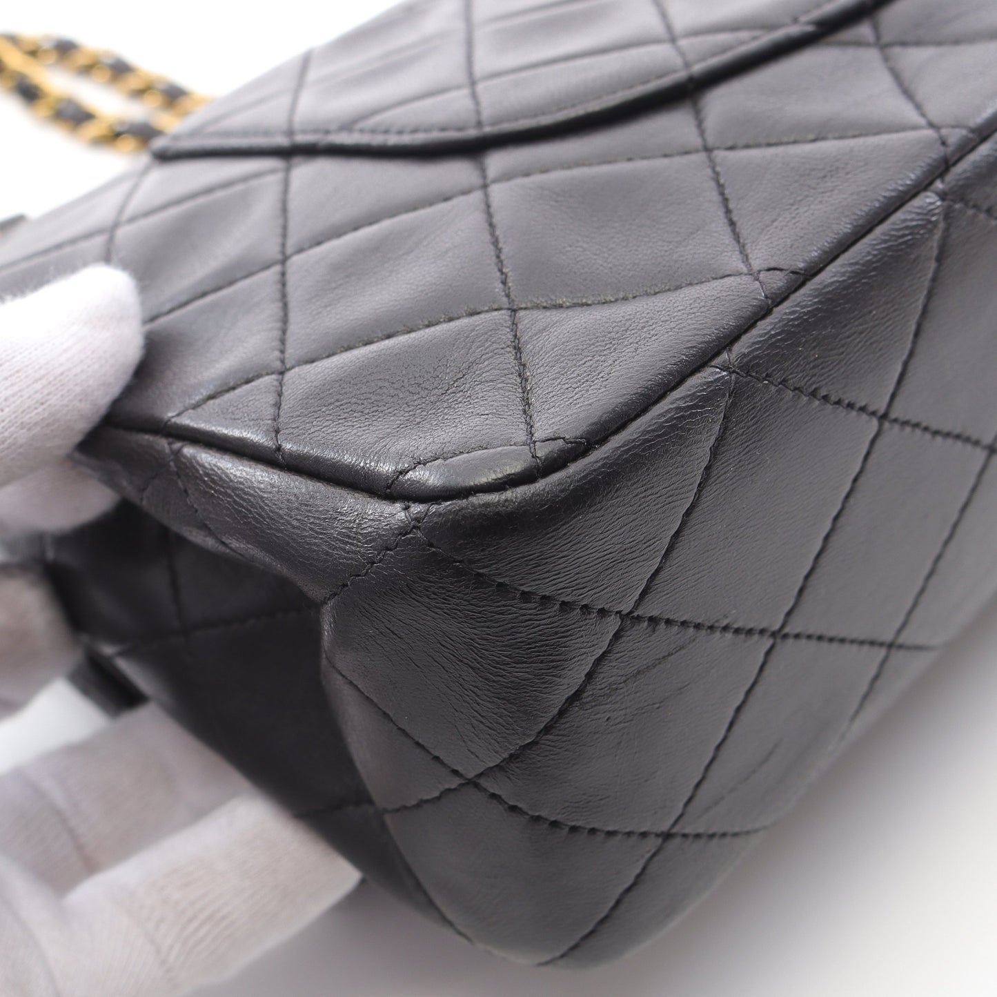 マトラッセ Wフラップ Wチェーンショルダーバッグ ラムスキン ブラック ゴールド金具 シャネル バッグ CHANEL