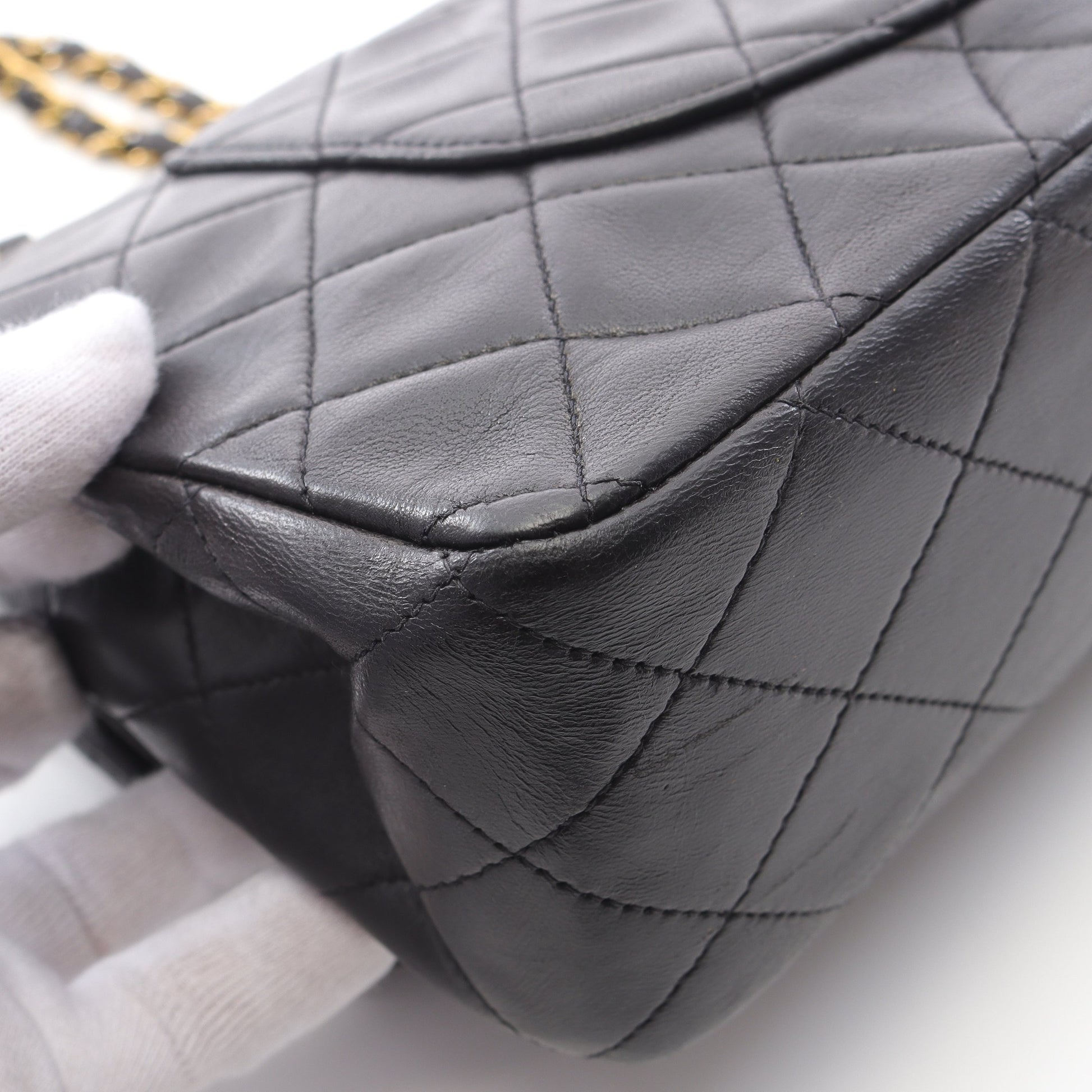 マトラッセ Wフラップ Wチェーンショルダーバッグ ラムスキン ブラック ゴールド金具 シャネル バッグ CHANEL