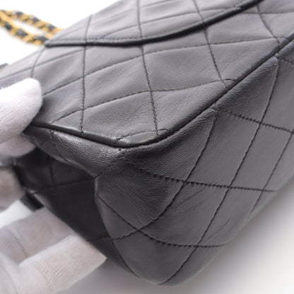 マトラッセ Wフラップ Wチェーンショルダーバッグ ラムスキン ブラック ゴールド金具 シャネル バッグ CHANEL