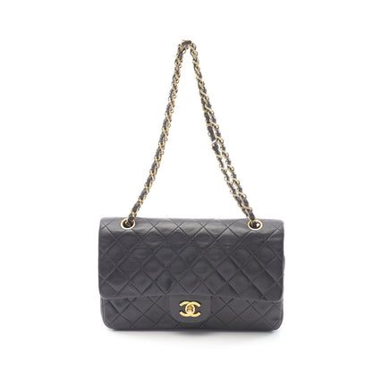マトラッセ Wフラップ Wチェーンショルダーバッグ ラムスキン ブラック ゴールド金具 シャネル バッグ CHANEL
