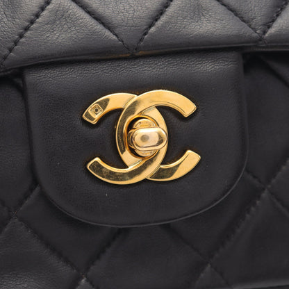 マトラッセ Wフラップ Wチェーンショルダーバッグ ラムスキン ブラック ゴールド金具 シャネル バッグ CHANEL