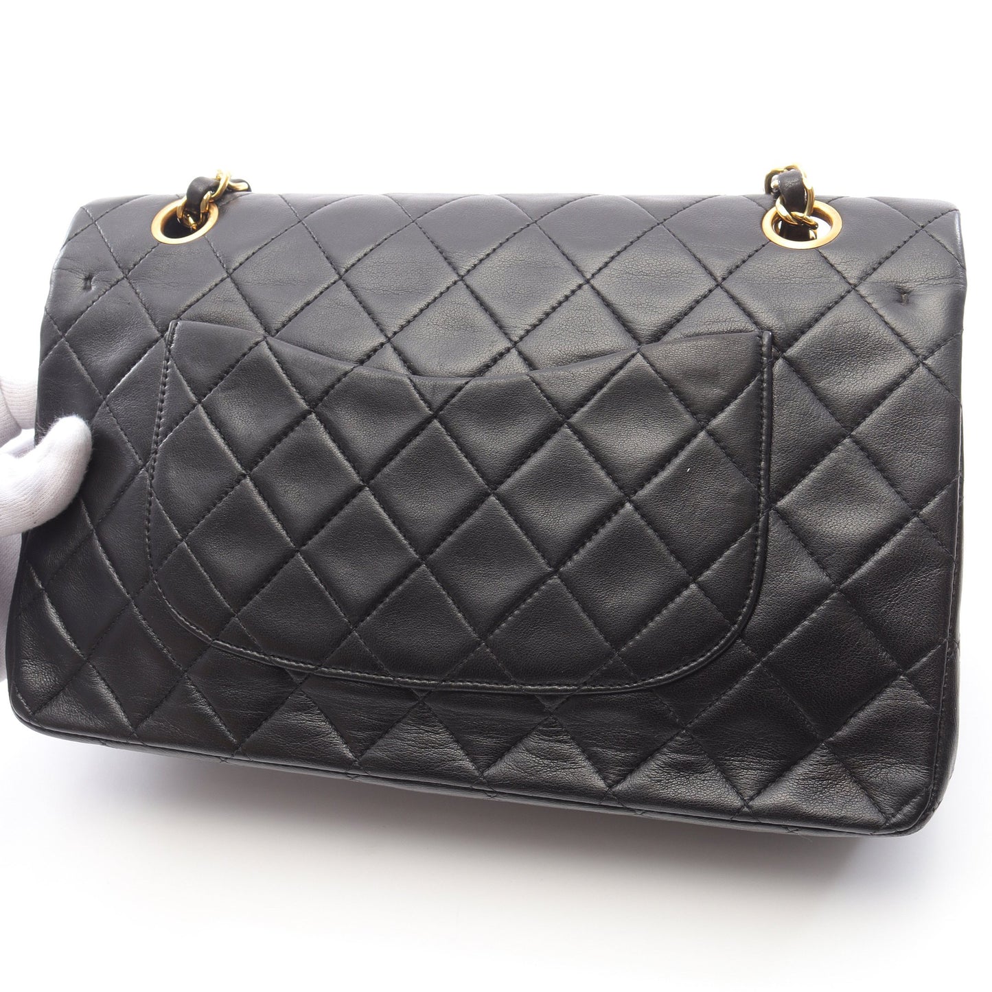 マトラッセ Wフラップ Wチェーンショルダーバッグ ラムスキン ブラック ゴールド金具 シャネル バッグ CHANEL