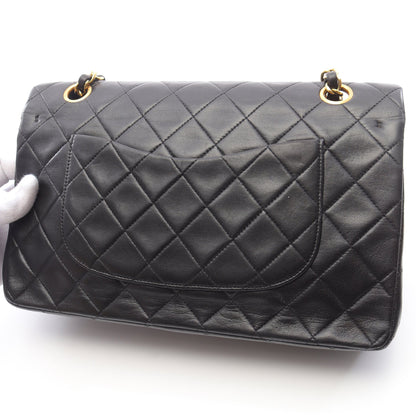 マトラッセ Wフラップ Wチェーンショルダーバッグ ラムスキン ブラック ゴールド金具 シャネル バッグ CHANEL