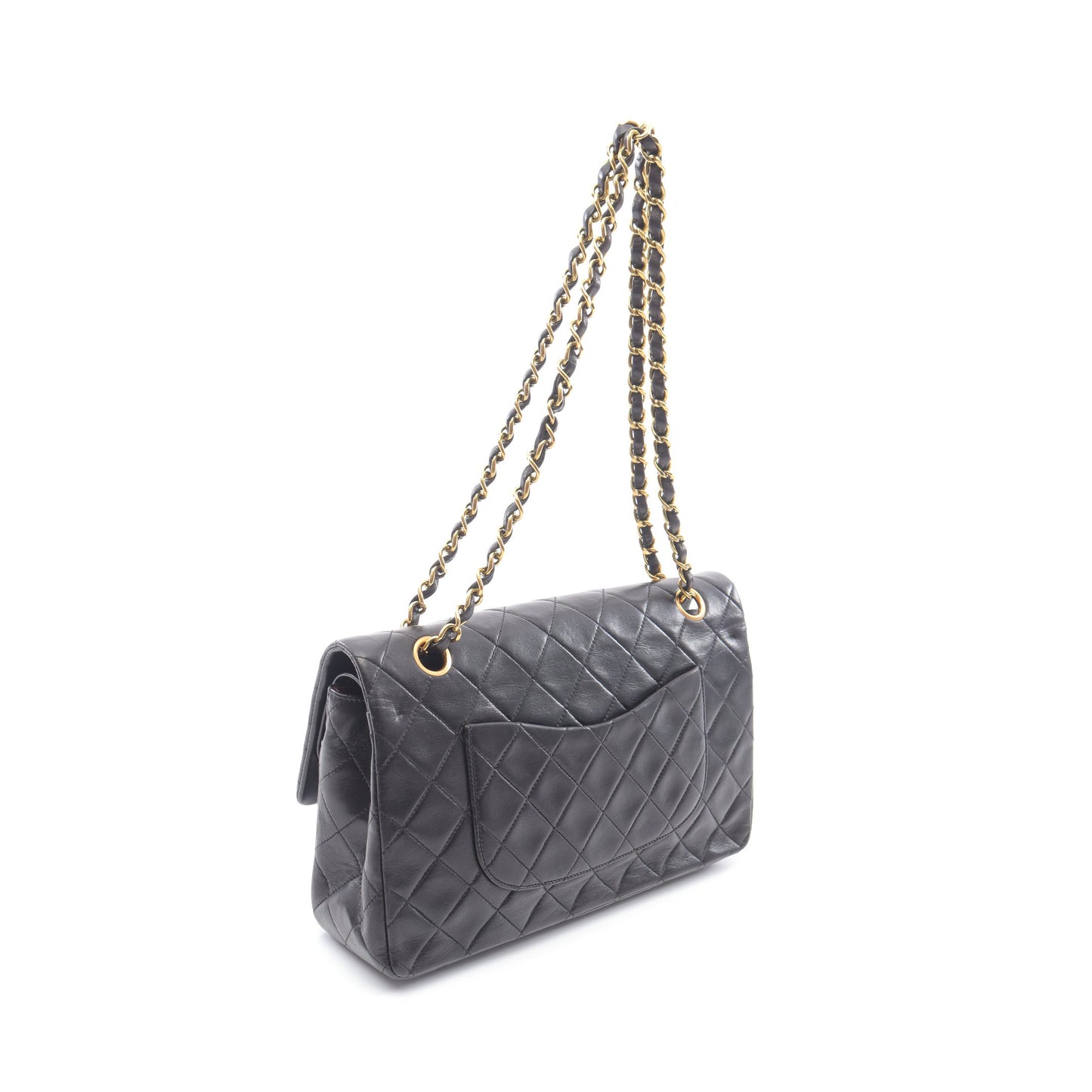 マトラッセ Wフラップ Wチェーンショルダーバッグ ラムスキン ブラック ゴールド金具 シャネル バッグ CHANEL