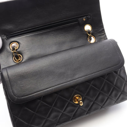 マトラッセ Wフラップ Wチェーンショルダーバッグ ラムスキン ブラック ゴールド金具 シャネル バッグ CHANEL