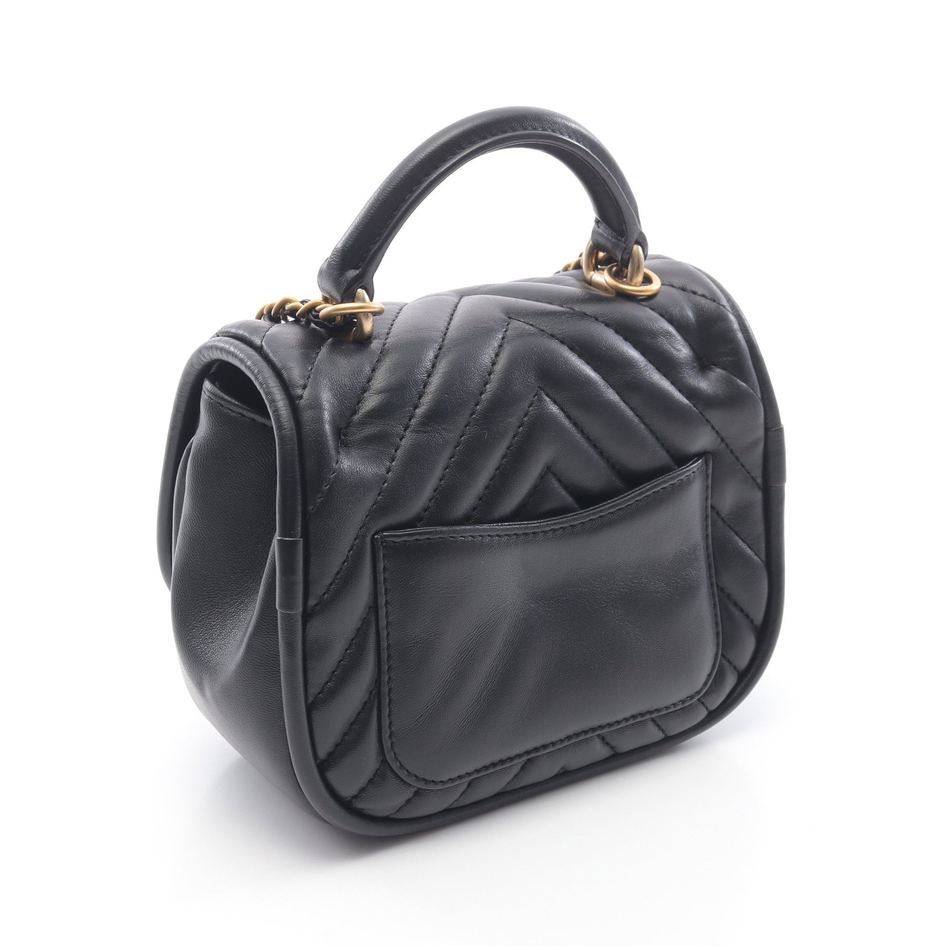 Vステッチ シェブロン チェーンショルダーバッグ ラムスキン ブラック ゴールド金具 2WAY シャネル バッグ CHANEL