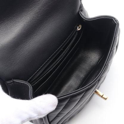 Vステッチ シェブロン チェーンショルダーバッグ ラムスキン ブラック ゴールド金具 2WAY シャネル バッグ CHANEL