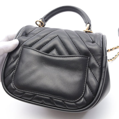 Vステッチ シェブロン チェーンショルダーバッグ ラムスキン ブラック ゴールド金具 2WAY シャネル バッグ CHANEL