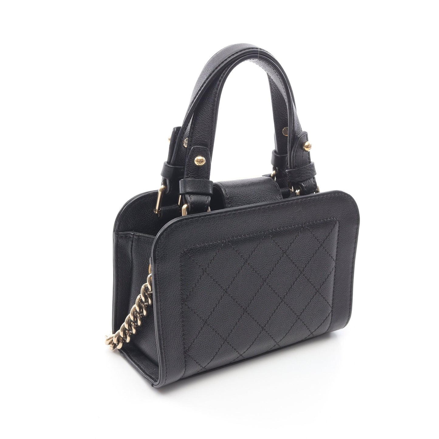 マトラッセ チェーンショルダーバッグ レザー ブラック ゴールド金具 2WAY シャネル バッグ CHANEL