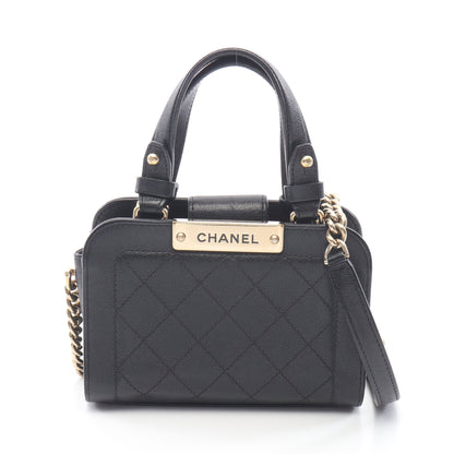 マトラッセ チェーンショルダーバッグ レザー ブラック ゴールド金具 2WAY シャネル バッグ CHANEL
