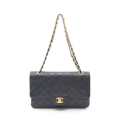マトラッセ Wフラップ Wチェーンショルダーバッグ ラムスキン ブラック ゴールド金具 シャネル バッグ CHANEL