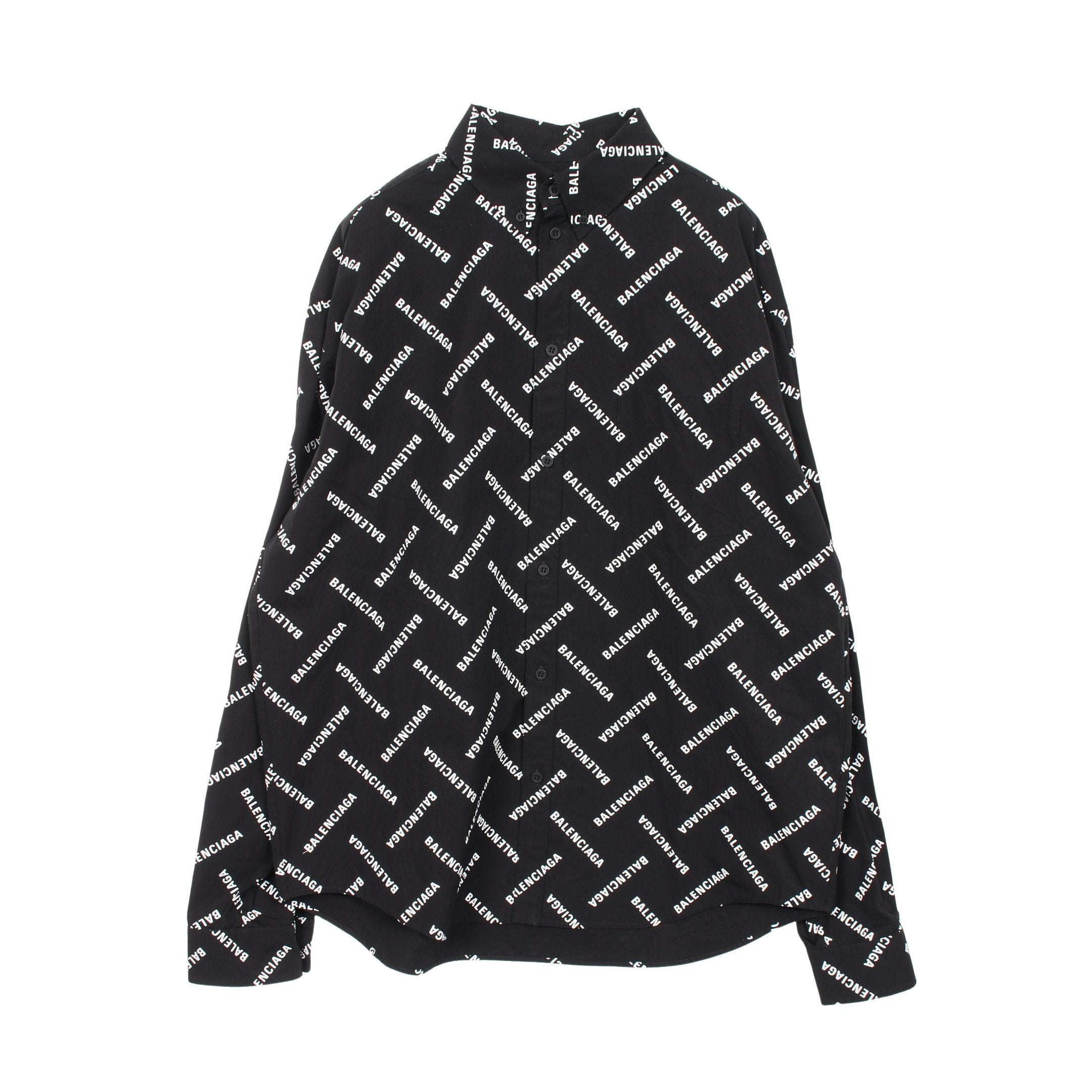 バレンシアガ 19年 コットン ロゴ 総柄 シャツ オールオーバー シャツ ロゴ総柄 コットン ブラック バレンシアガ – RECLO