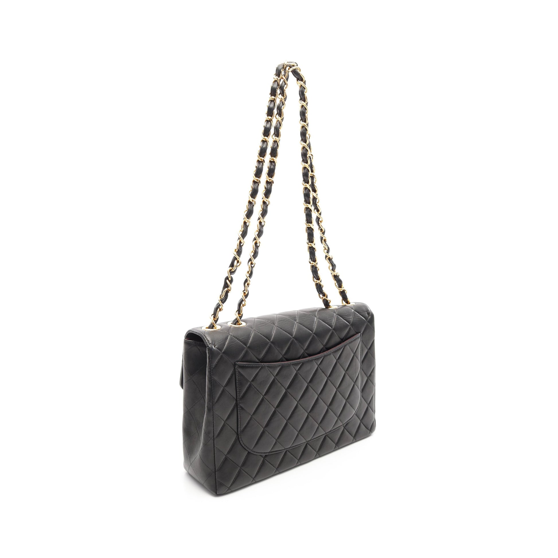 デカマトラッセ30 シングルフラップ Wチェーンショルダーバッグ ラムスキン ブラック ゴールド金具 シャネル バッグ CHANEL