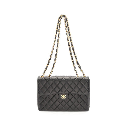 デカマトラッセ30 シングルフラップ Wチェーンショルダーバッグ ラムスキン ブラック ゴールド金具 シャネル バッグ CHANEL