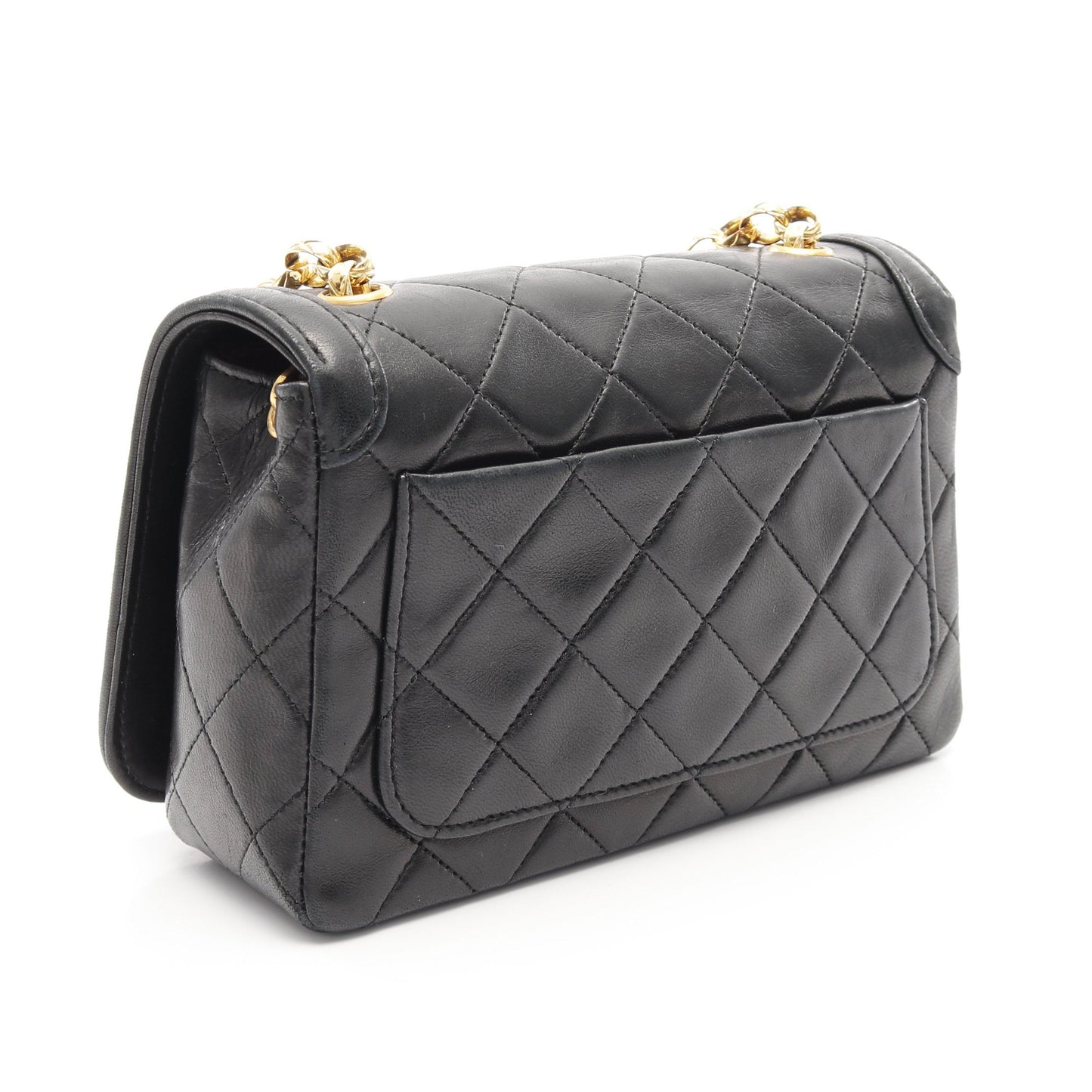 マトラッセ チェーンショルダーバッグ ラムスキン ブラック ゴールド金具 シャネル バッグ CHANEL