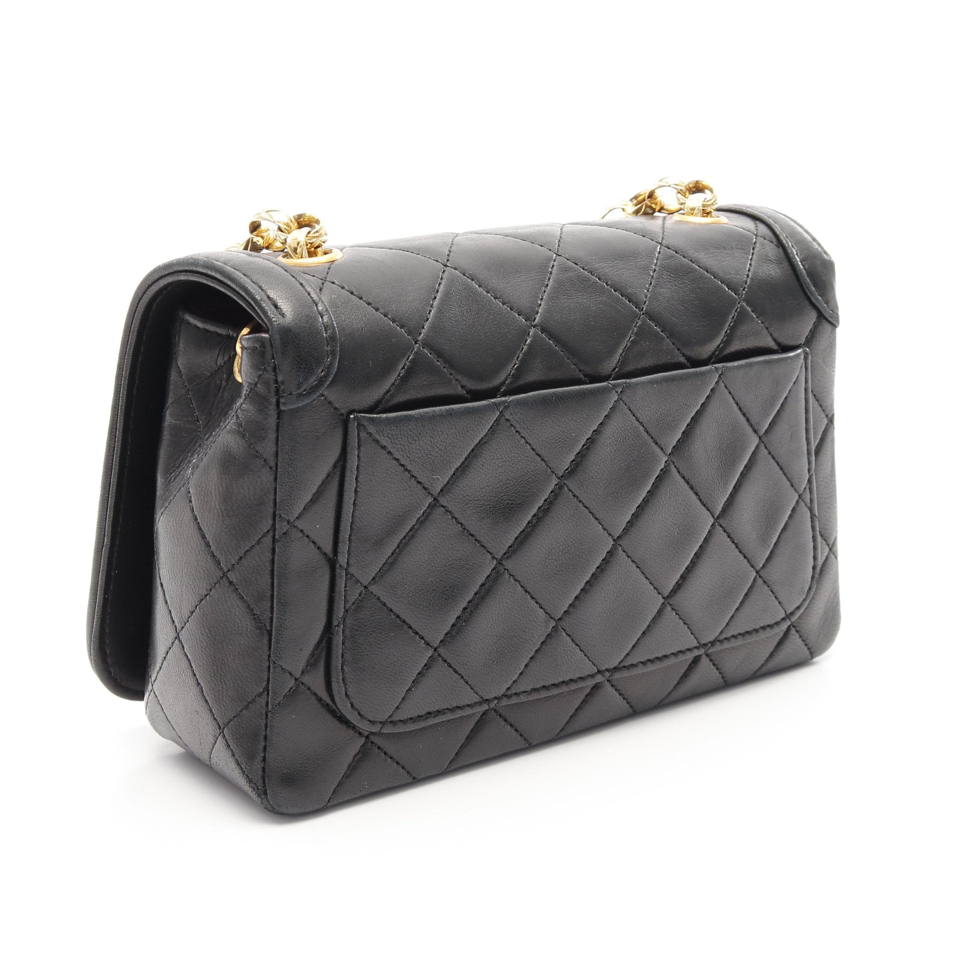 マトラッセ チェーンショルダーバッグ ラムスキン ブラック ゴールド金具 シャネル バッグ CHANEL