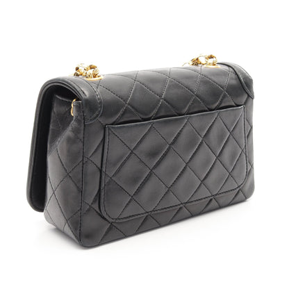 マトラッセ チェーンショルダーバッグ ラムスキン ブラック ゴールド金具 シャネル バッグ CHANEL