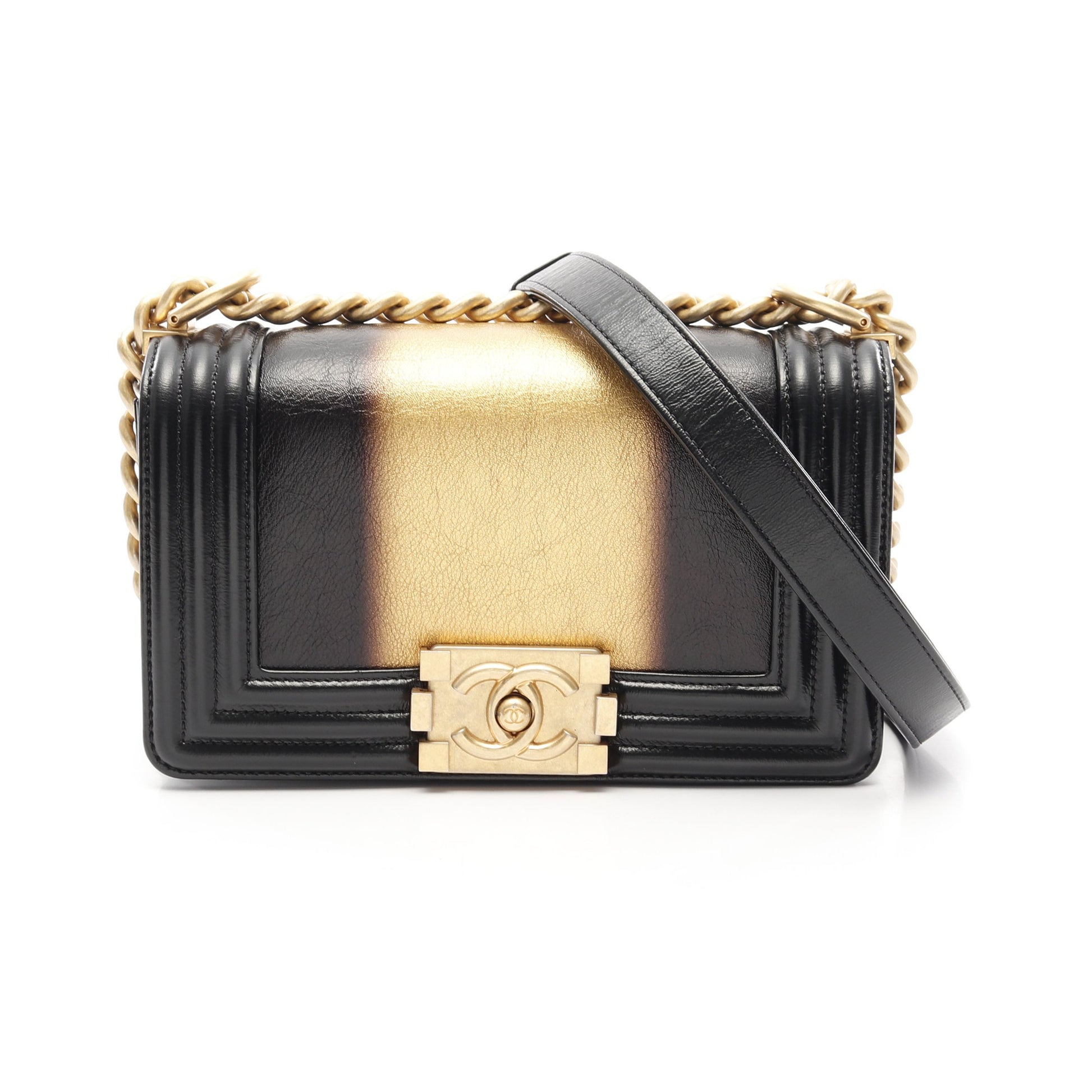 ボーイシャネル スモール チェーンショルダーバッグ レザー ブラック ゴールド ゴールド金具 シャネル バッグ CHANEL