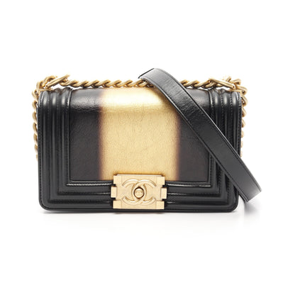 ボーイシャネル スモール チェーンショルダーバッグ レザー ブラック ゴールド ゴールド金具 シャネル バッグ CHANEL