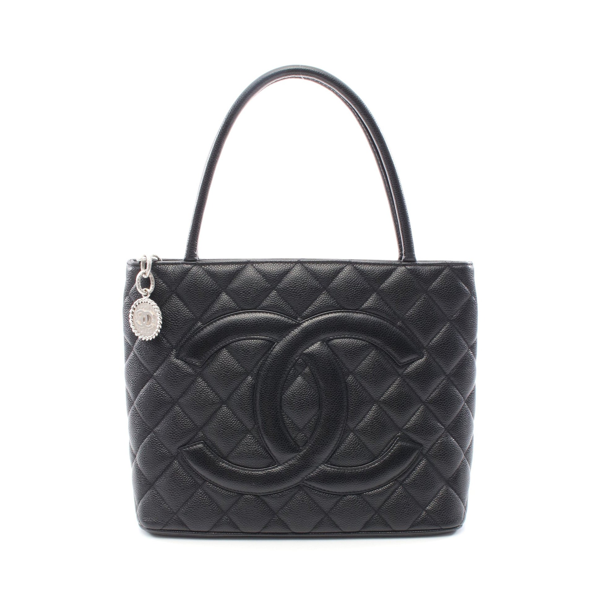 復刻トート ハンドバッグ トートバッグ キャビアスキン ブラック マットシルバー金具 シャネル バッグ CHANEL