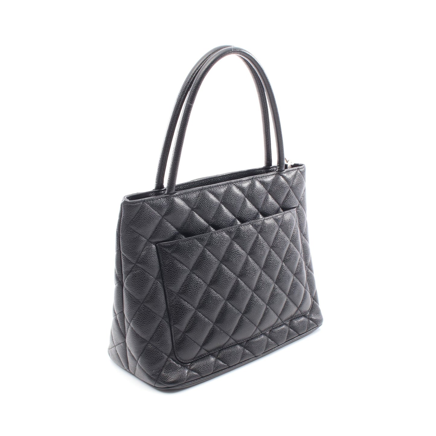 復刻トート ハンドバッグ トートバッグ キャビアスキン ブラック マットシルバー金具 シャネル バッグ CHANEL