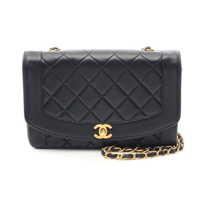 マトラッセ ダイアナフラップ チェーンショルダーバッグ ラムスキン ブラック ゴールド金具 シャネル バッグ CHANEL