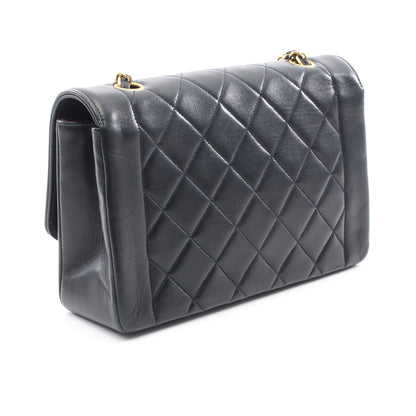 マトラッセ ダイアナフラップ チェーンショルダーバッグ ラムスキン ブラック ゴールド金具 シャネル バッグ CHANEL
