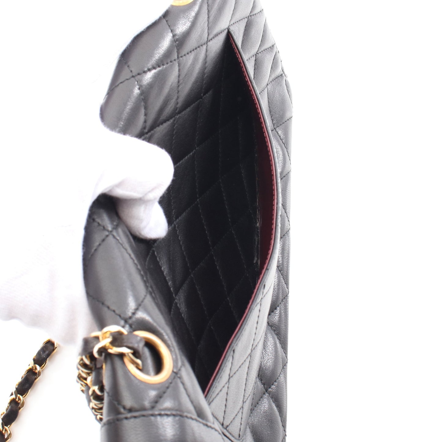 マトラッセ パリ限定 Wフラップ Wチェーンショルダーバッグ ラムスキン ブラック コンビ金具 シャネル バッグ CHANEL