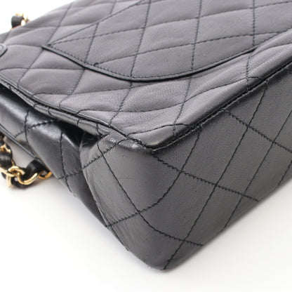 マトラッセ パリ限定 Wフラップ Wチェーンショルダーバッグ ラムスキン ブラック コンビ金具 シャネル バッグ CHANEL