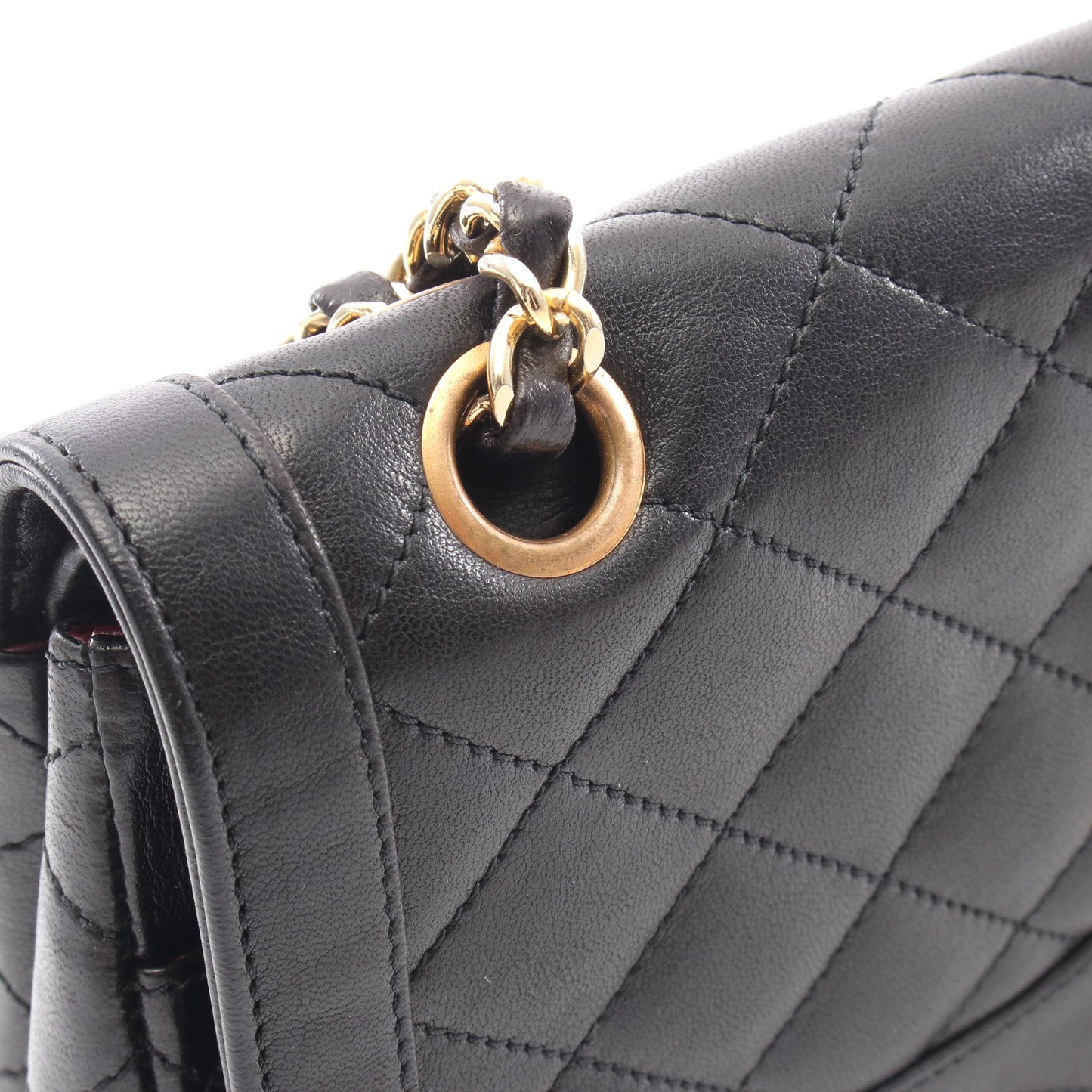 マトラッセ パリ限定 Wフラップ Wチェーンショルダーバッグ ラムスキン ブラック コンビ金具 シャネル バッグ CHANEL