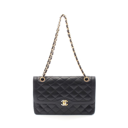 マトラッセ パリ限定 Wフラップ Wチェーンショルダーバッグ ラムスキン ブラック コンビ金具 シャネル バッグ CHANEL