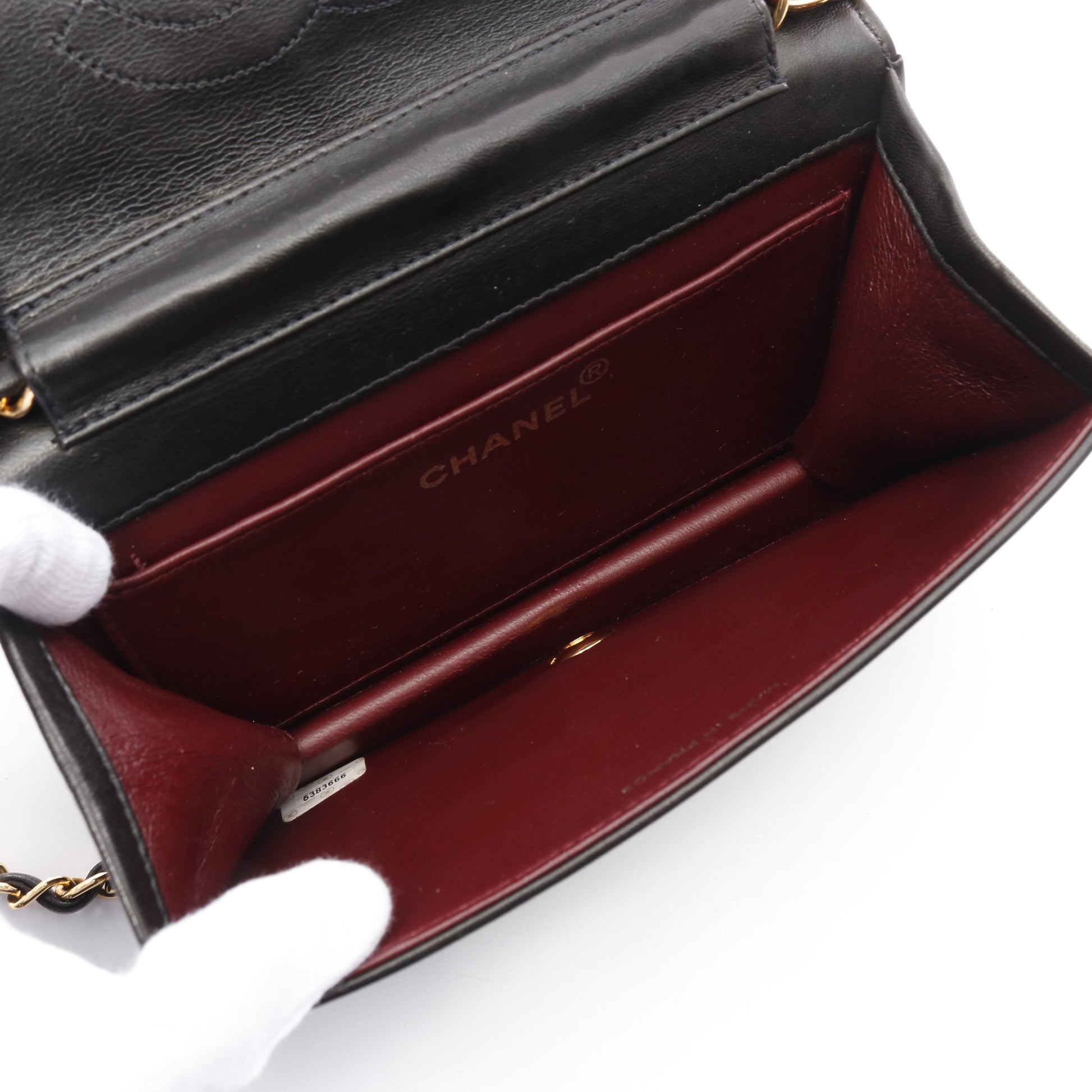 ミニマトラッセ フルフラップ チェーンショルダーバッグ ラムスキン ブラック ゴールド金具 シャネル バッグ CHANEL