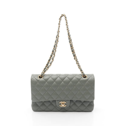 マトラッセ Wフラップ Wチェーンショルダーバッグ キャビアスキン ライトグリーン ゴールド金具 シャネル バッグ CHANEL