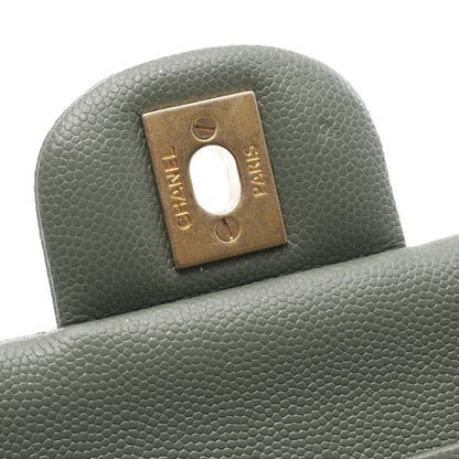 マトラッセ Wフラップ Wチェーンショルダーバッグ キャビアスキン ライトグリーン ゴールド金具 シャネル バッグ CHANEL