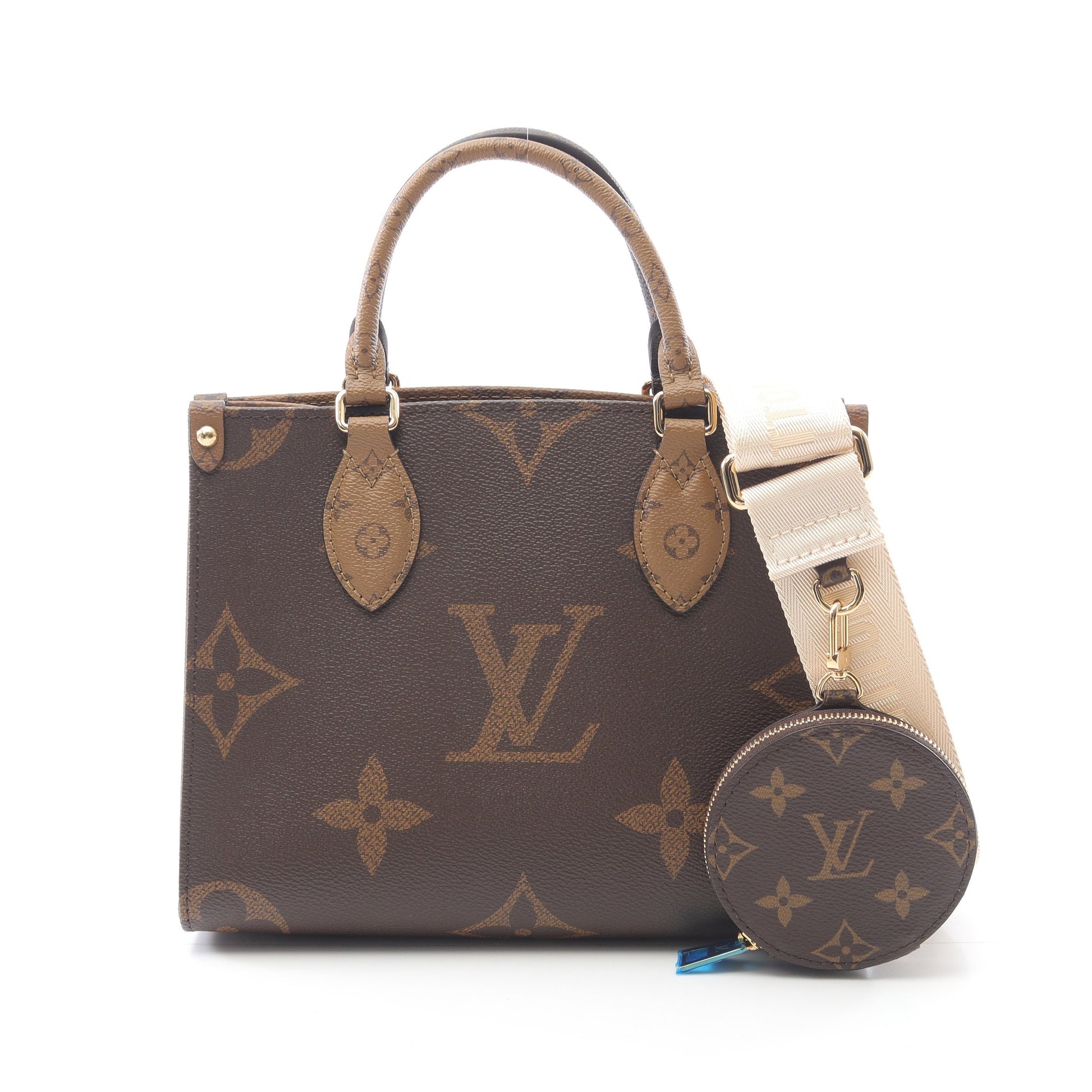 オンザゴーPM モノグラムリバース ハンドバッグ PVC ブラウン ベージュ 2WAY ルイヴィトン バッグ LOUIS VUITTON