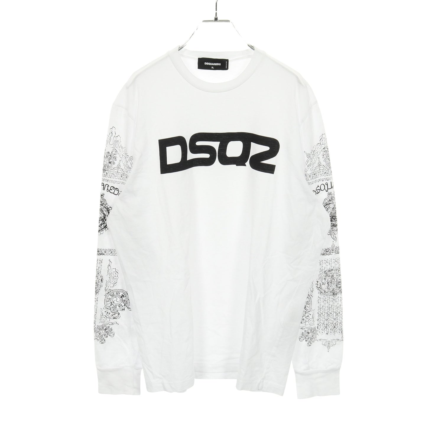 ロゴプリント 長袖Tシャツ コットン ホワイト ブラック ディースクエアード トップス DSQUARED2