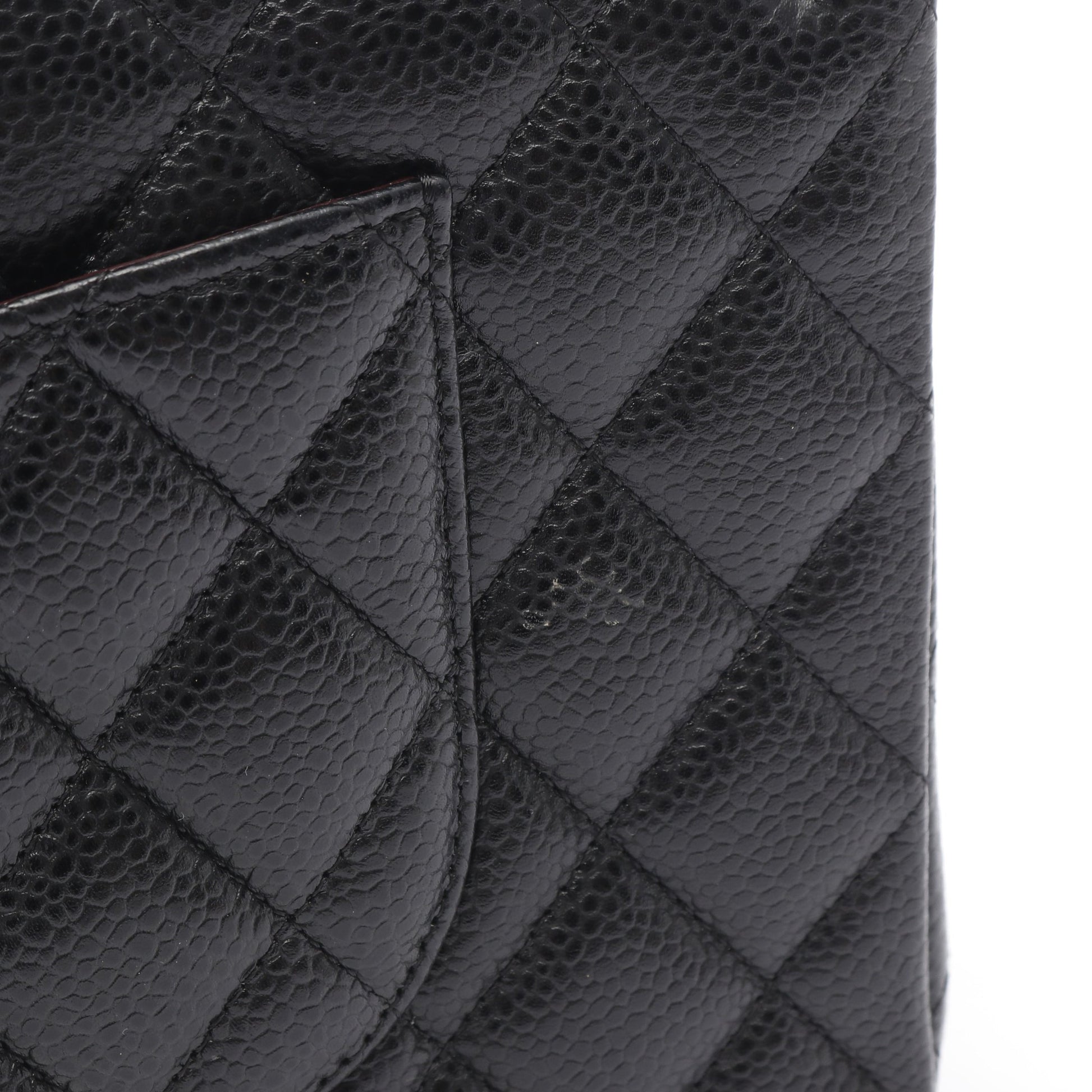 マトラッセ Wフラップ Wチェーンショルダーバッグ キャビアスキン ブラック シルバー金具 シャネル バッグ CHANEL