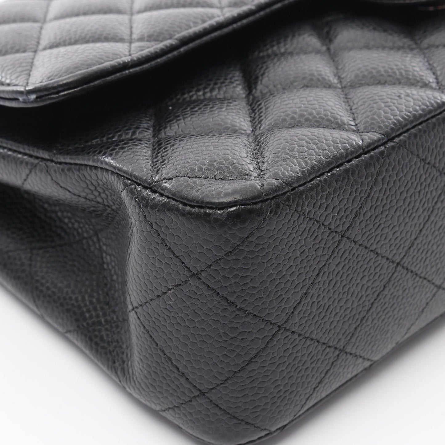 マトラッセ Wフラップ Wチェーンショルダーバッグ キャビアスキン ブラック シルバー金具 シャネル バッグ CHANEL